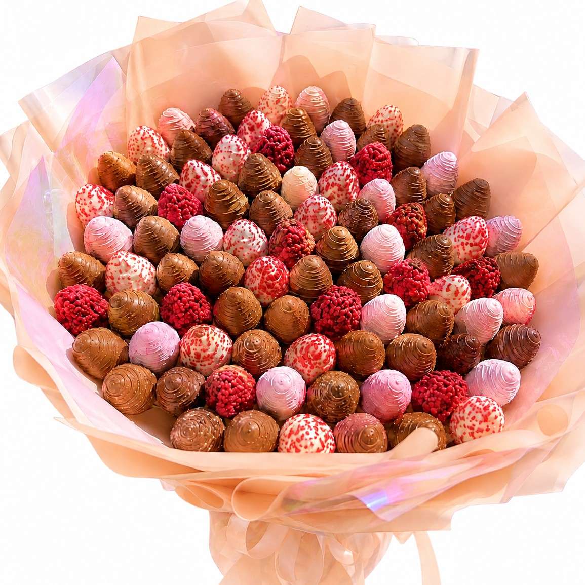 Grand Ruby & Red Velvet Chocolate Strawberry Bouquet – 100 Pieces