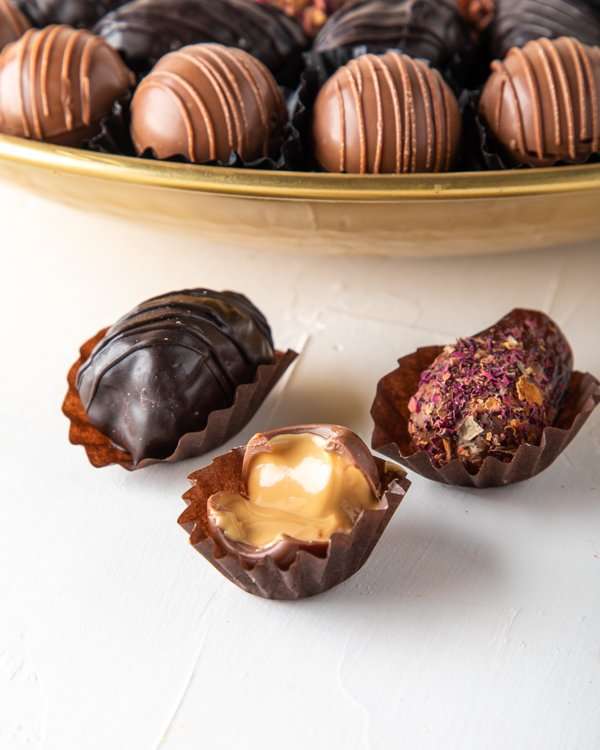 Luxury Dates and Truffles Gold Tray Arrangement