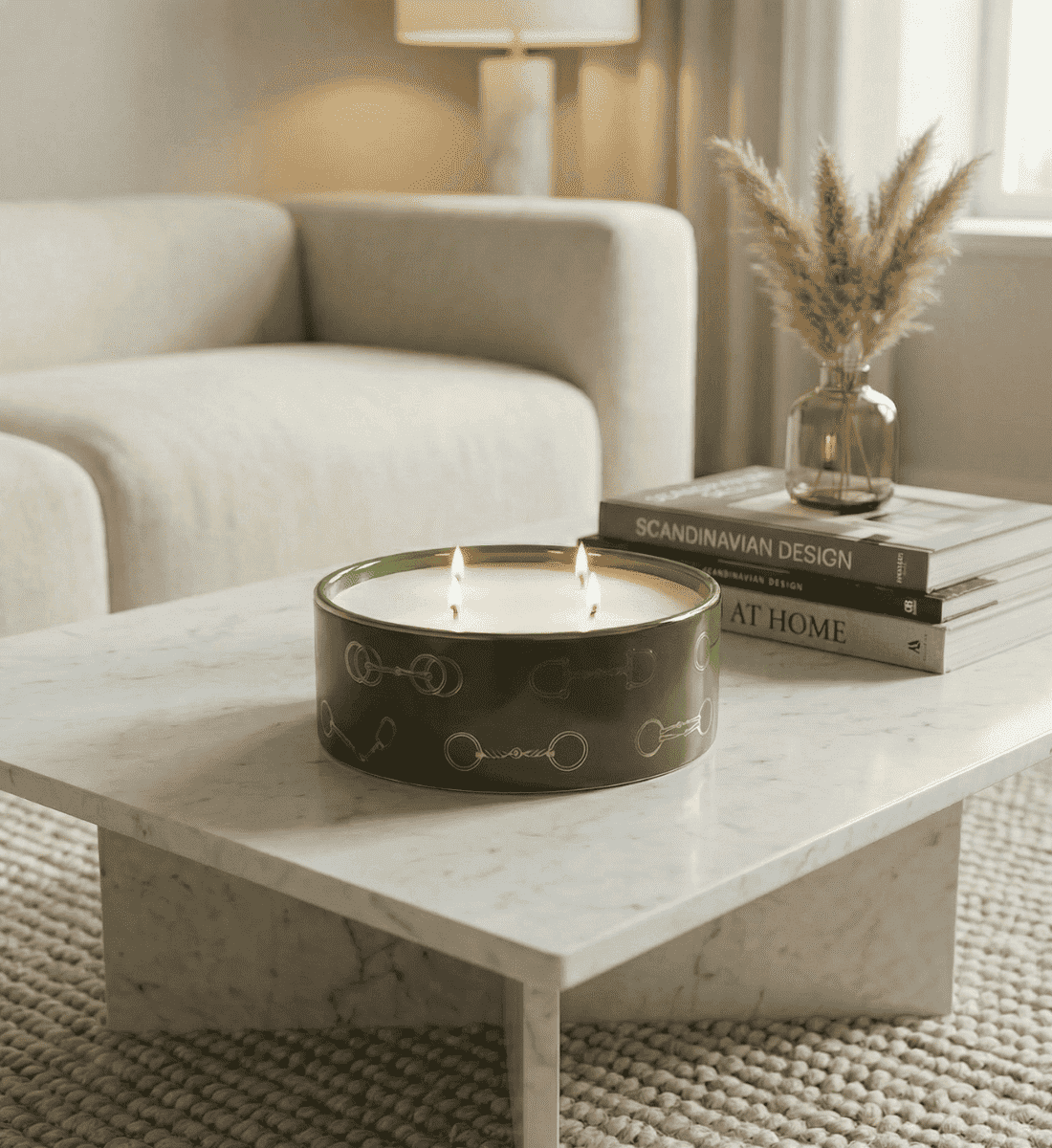 Fares Oud Wood Candle Olive Green - 1000g