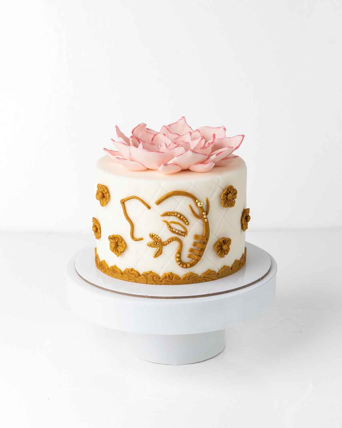 Ganpathi and Lotus Theme Cake by NJD