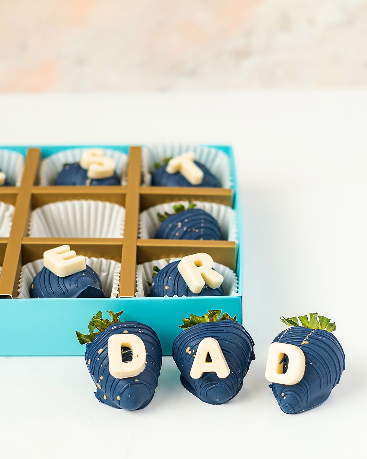 Blue and Gold Best Dad Strawberries by NJD