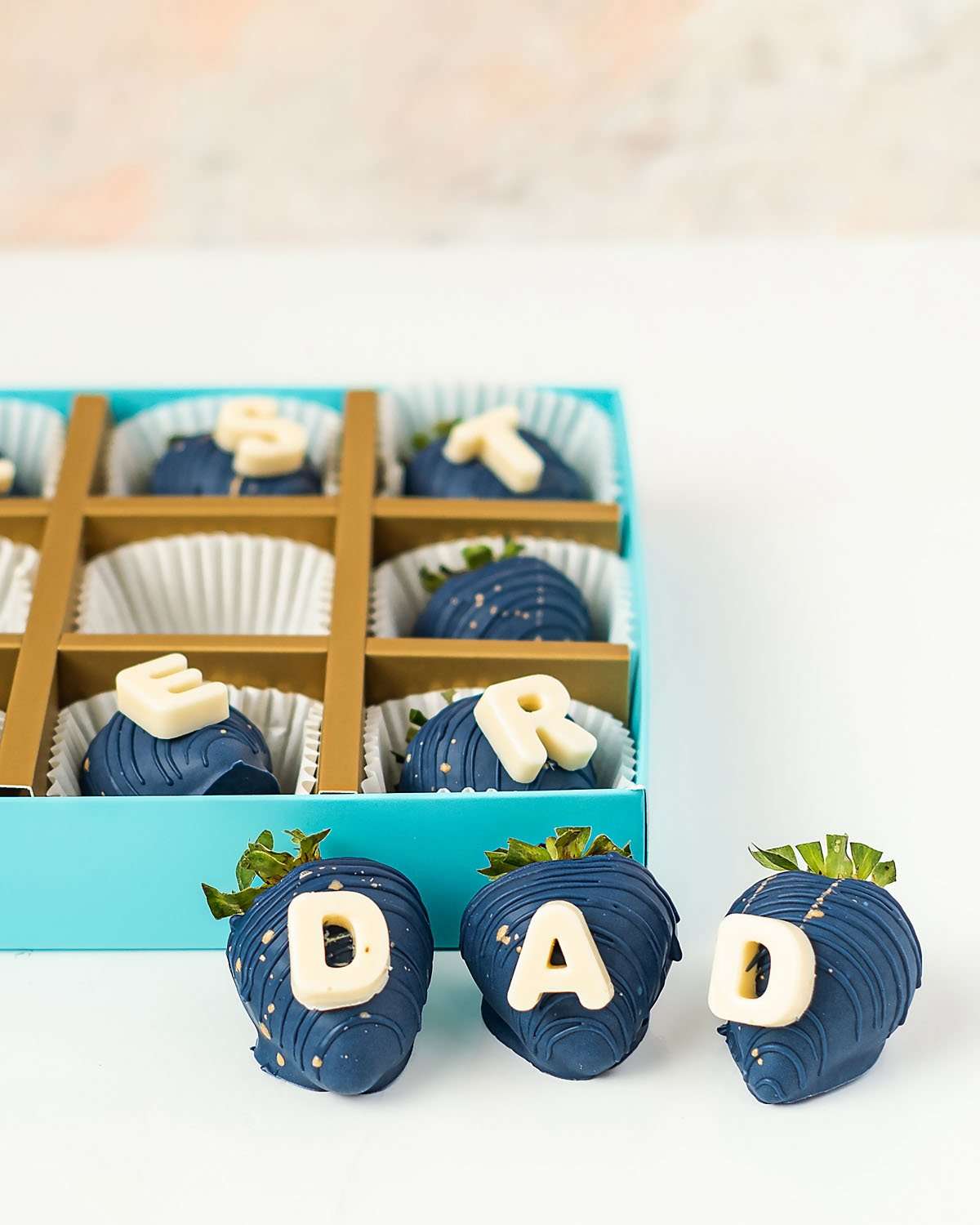 Blue and Gold Best Dad Strawberries by NJD