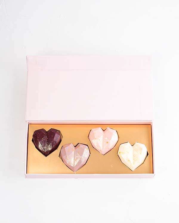 Assorted Hearts 4pc Chocolate Gift Box by NJD