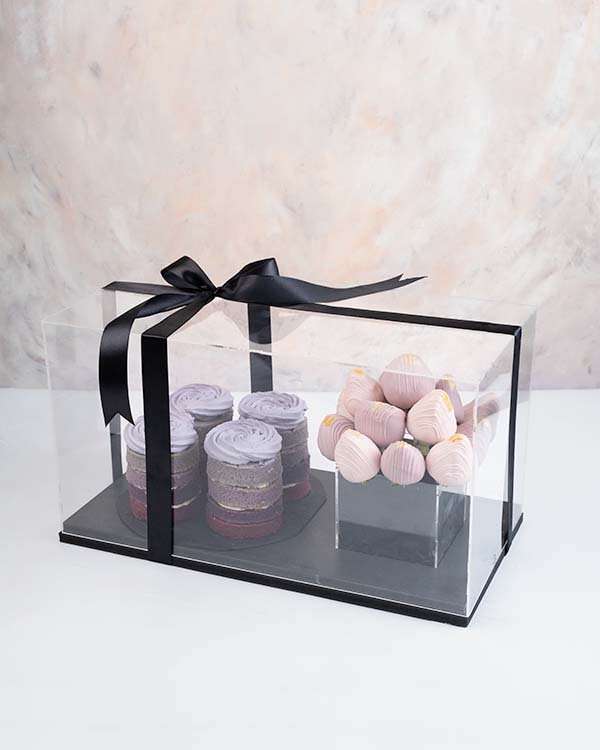 Ombre Mini Cakes and Berries Arrangement by NJD