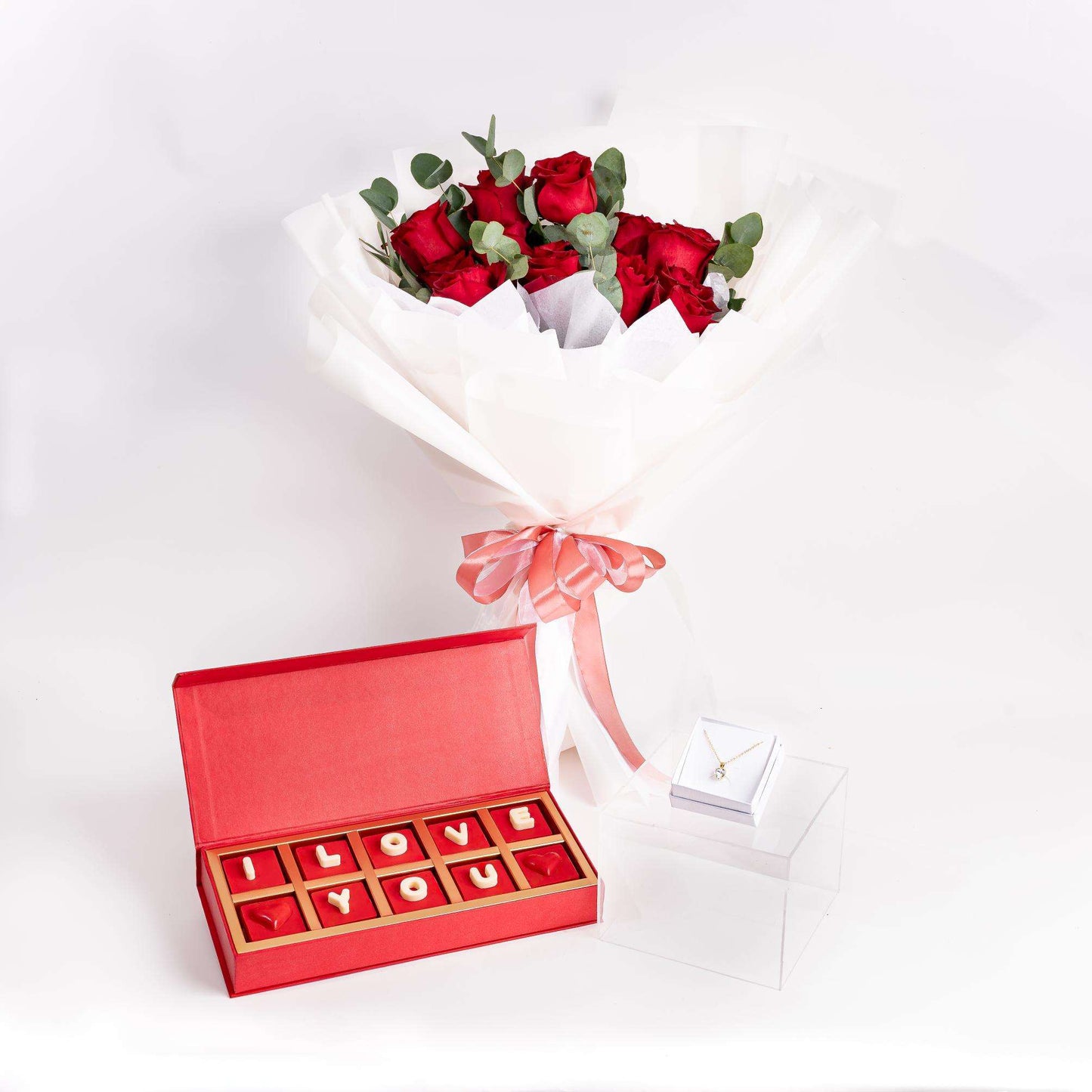"I Love You" Heart Necklace Gift Bundle