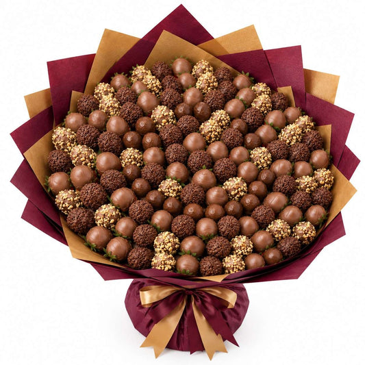 Grand Golden Chocolate & Strawberry Bouquet – 100 Pieces