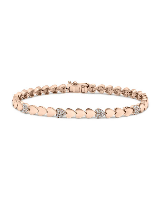 Pave Heart Tennis Bracelet