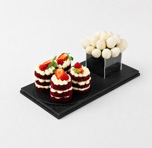 Mini Cakes and Berries Arrangement