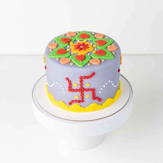 Diwali Swastik Cake