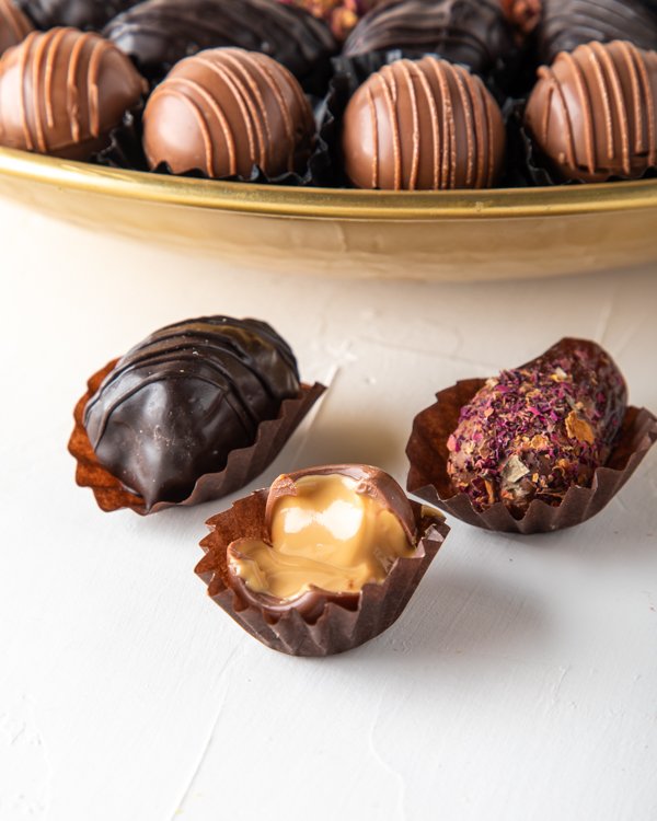 Luxury Dates and Truffles Gold Tray Arrangement