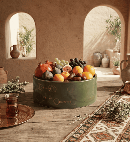 Fares Cylinder Bowl - Olive Green