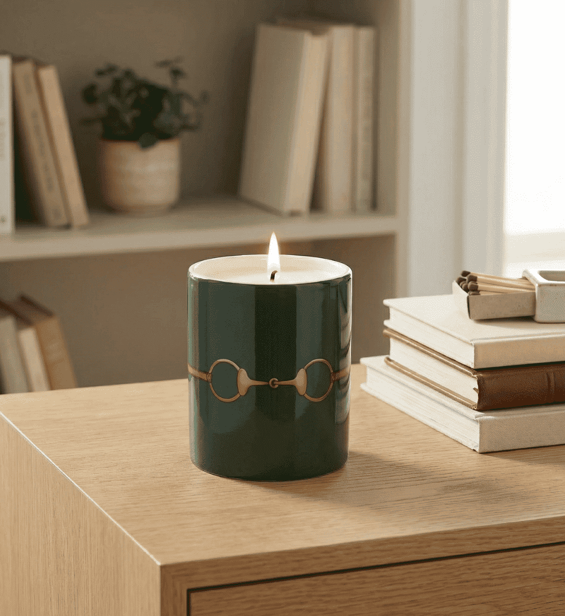 Fares Oud Wood Candle Olive Green - 150g