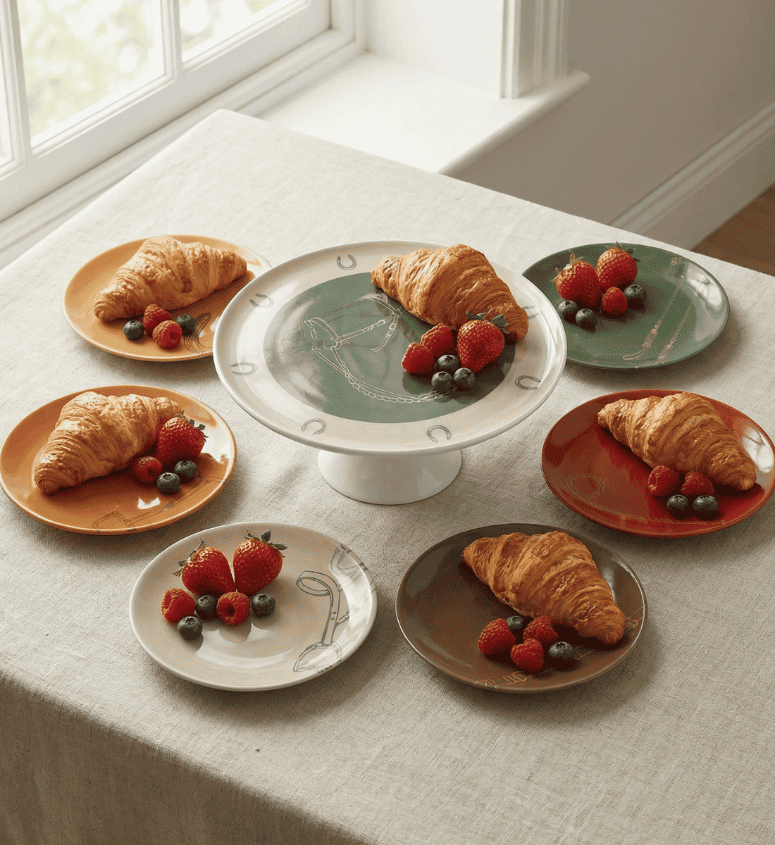 Fares Cake Stand & 6 Dessert Plates - Gift Set