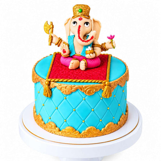 Ganpathi theme Eggless Cake by NJD