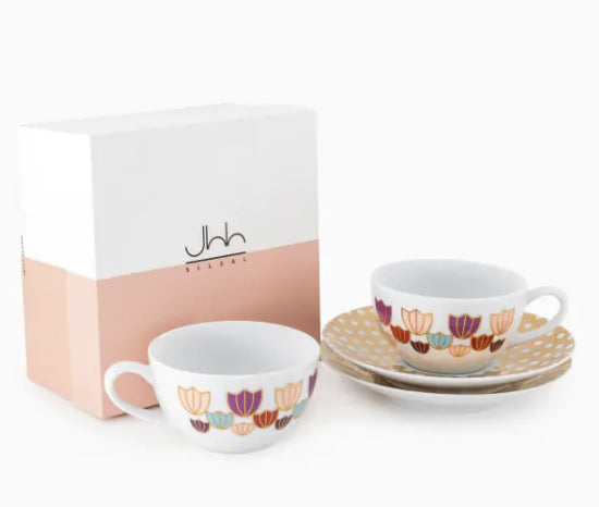 Khaizaran S/2 Porcelain Teacups & Saucers