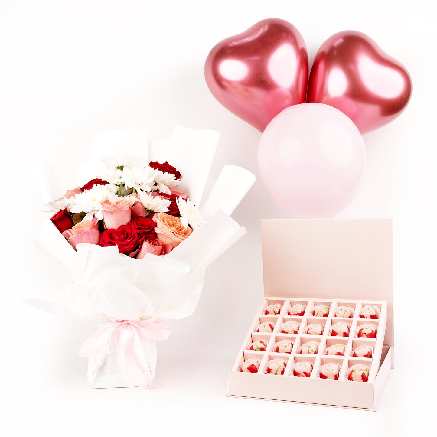 Love Bloom Chocolate Set Flowers Chocolates and Balloons