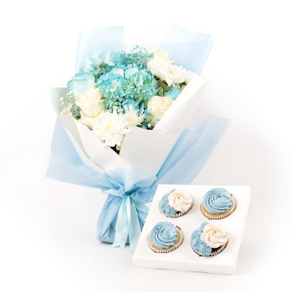 Blue Bliss Cupcake Bouquet