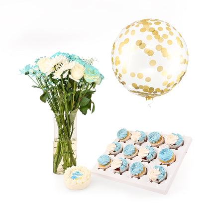 Elegant Blue Cupcake Bouquet
