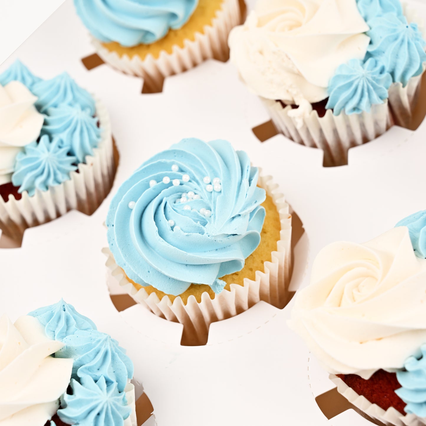 Elegant Blue Cupcake Bouquet