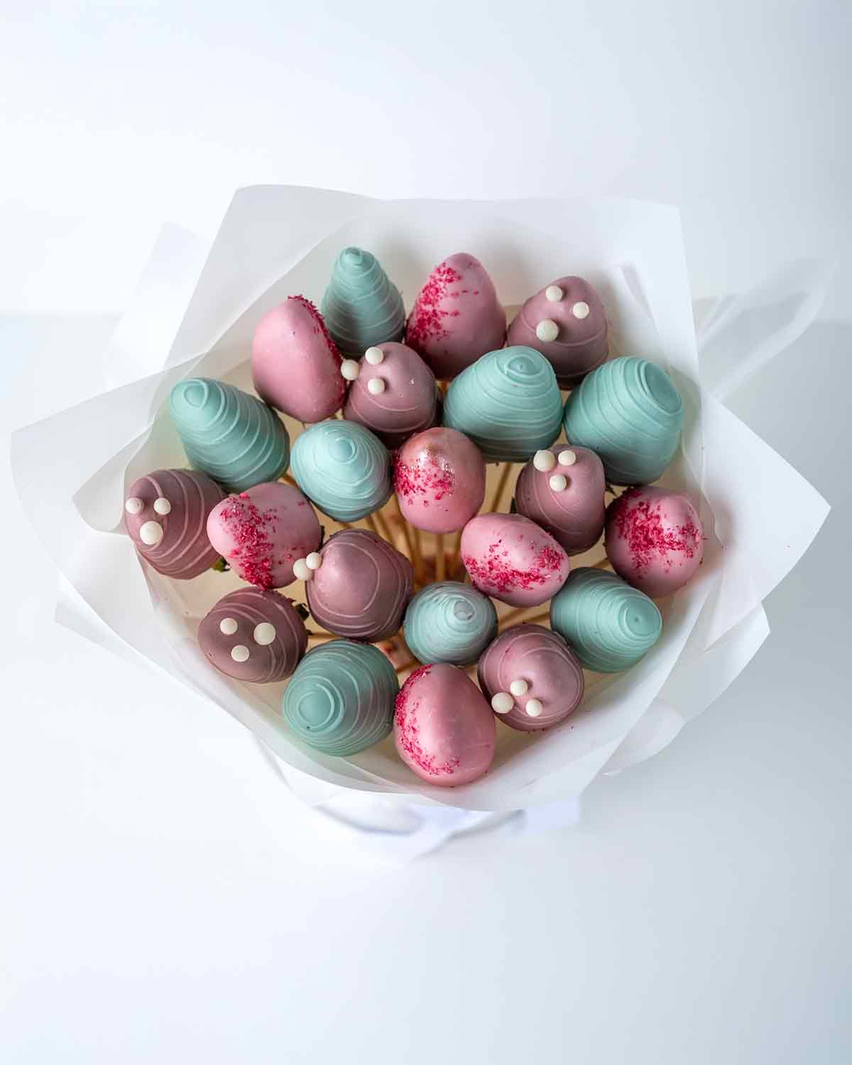 22 Pastel Strawberries Bouquet by Cravings Café