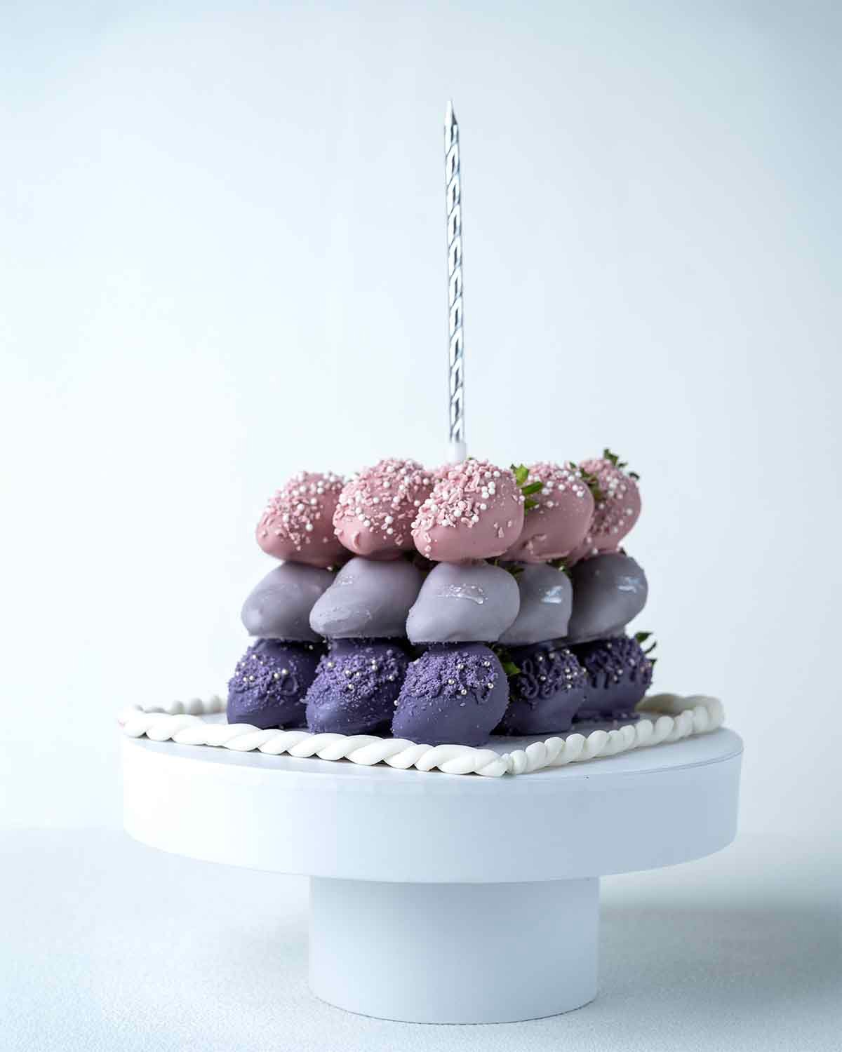 Purple Ombre Strawberries Cube by NJD
