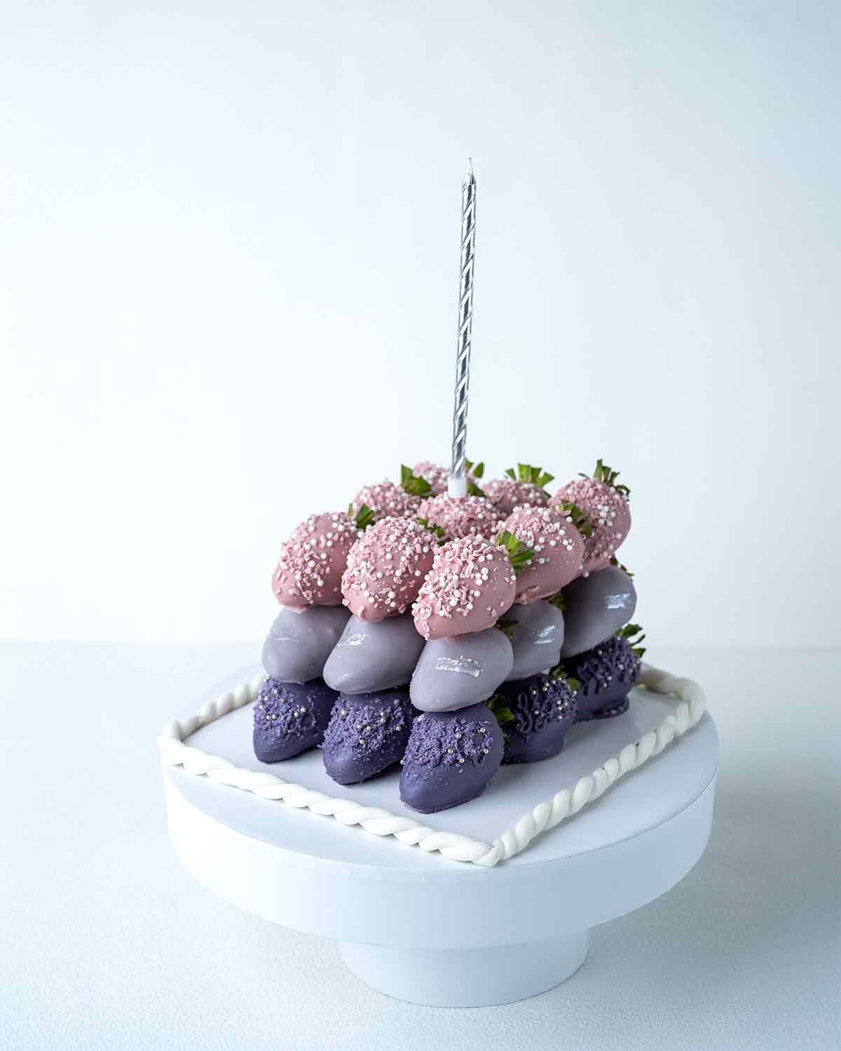 Purple Ombre Strawberries Cube by NJD