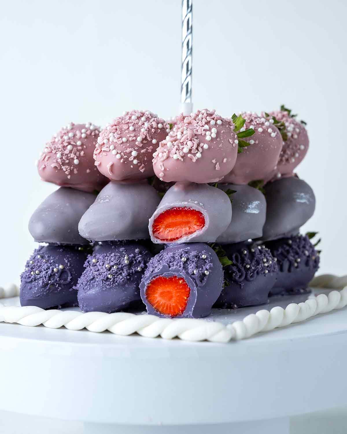 Purple Ombre Strawberries Cube by NJD