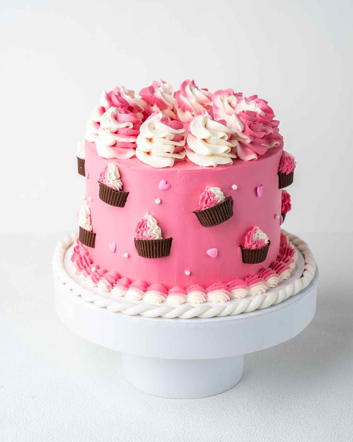 1kg Pink Cups and Cream Cake by Cravings Cafe