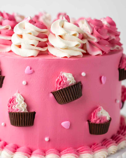 1kg Pink Cups and Cream Cake by Cravings Cafe