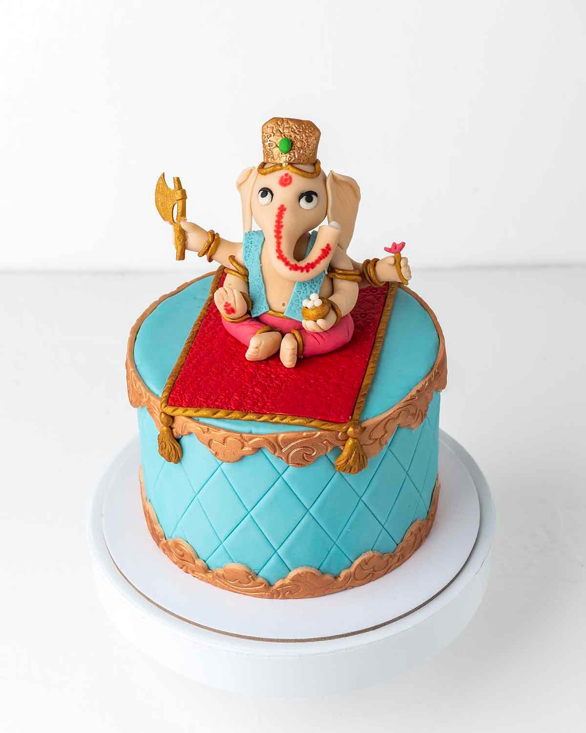 Ganpathi theme Eggless Cake by NJD