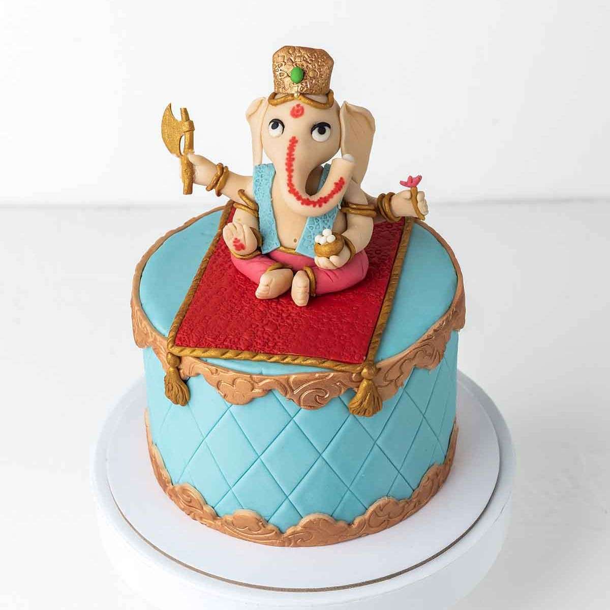 Ganpathi theme Eggless Cake by NJD