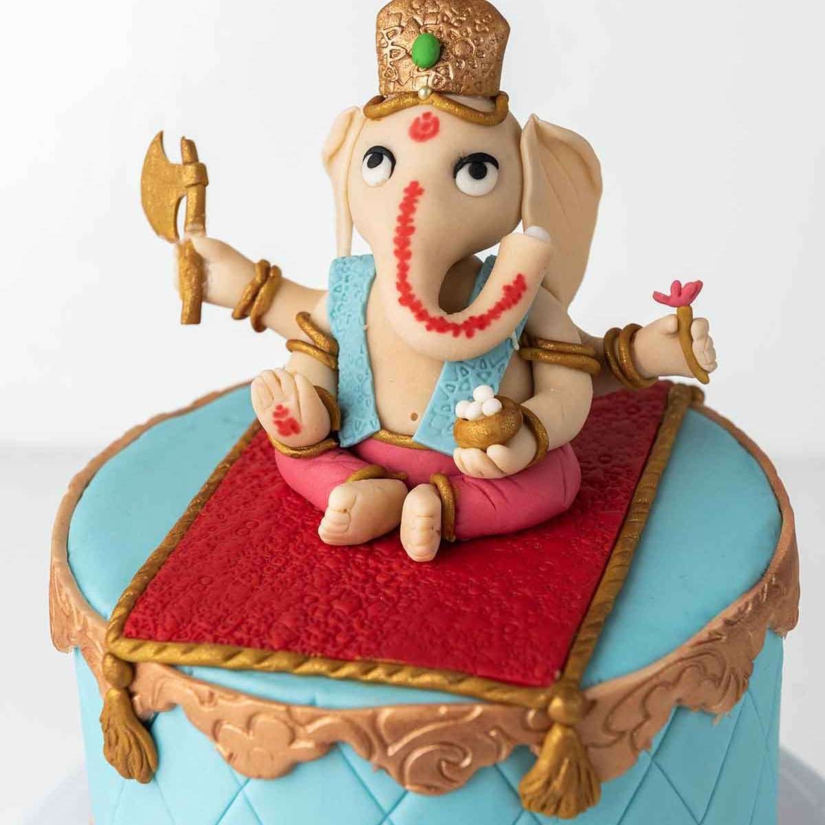 Ganpathi theme Eggless Cake by NJD