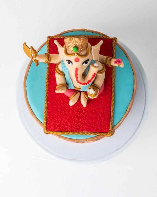 Ganpathi theme Eggless Cake by NJD