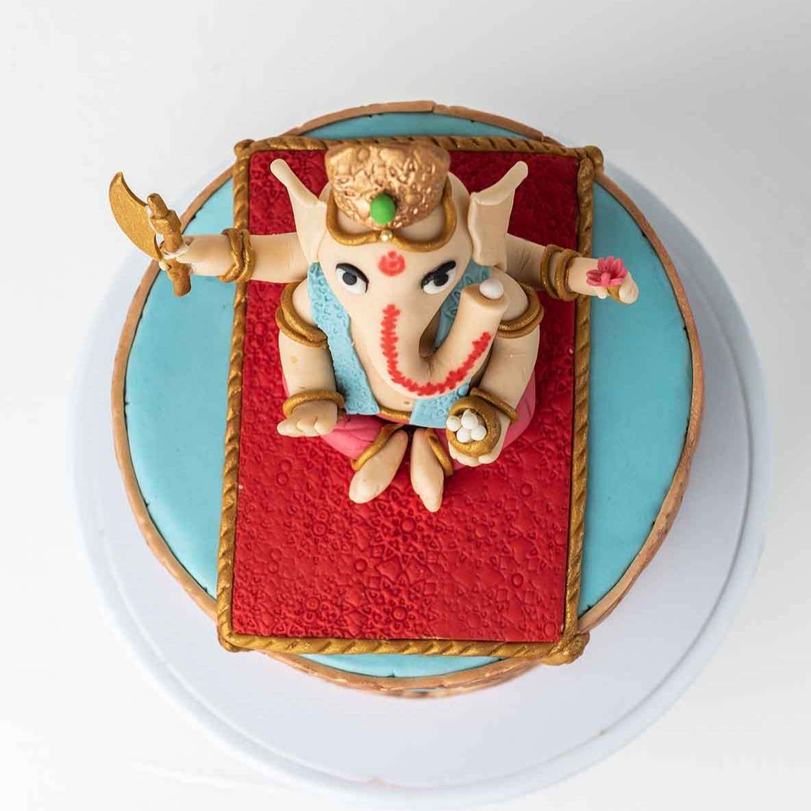 Ganpathi theme Eggless Cake by NJD