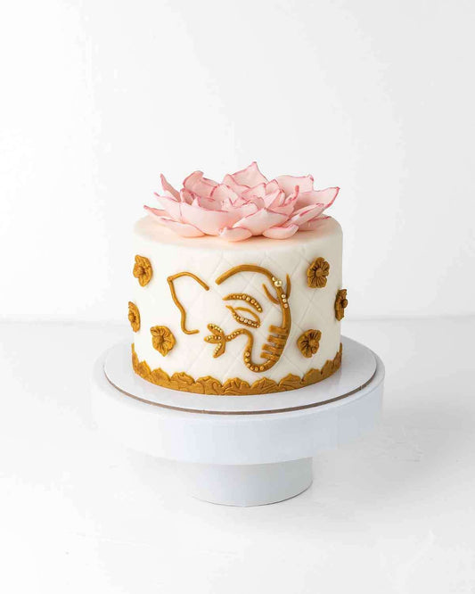 Ganpathi and Lotus Theme Cake by NJD