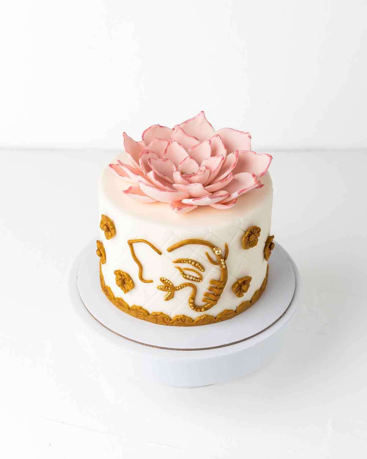Ganpathi and Lotus Theme Cake by NJD