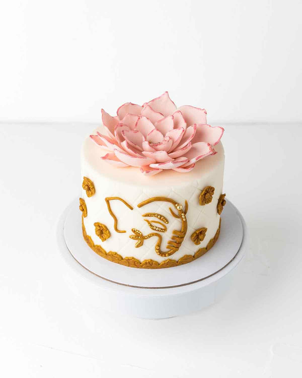 Ganpathi and Lotus Theme Cake by NJD
