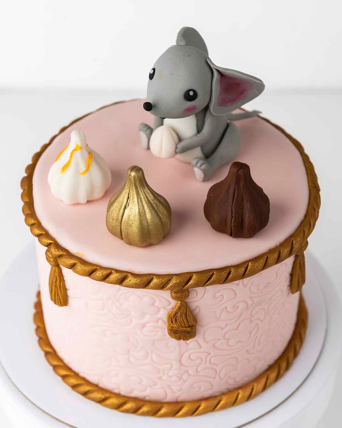 Modak and Mouse Theme Ganpathi Cake by NJD