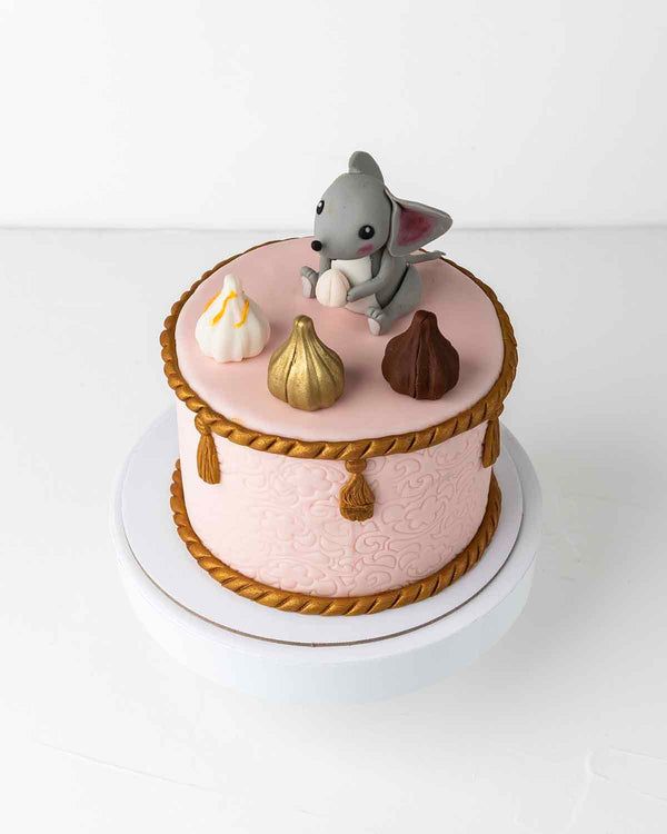 Modak and Mouse Theme Ganpathi Cake by NJD