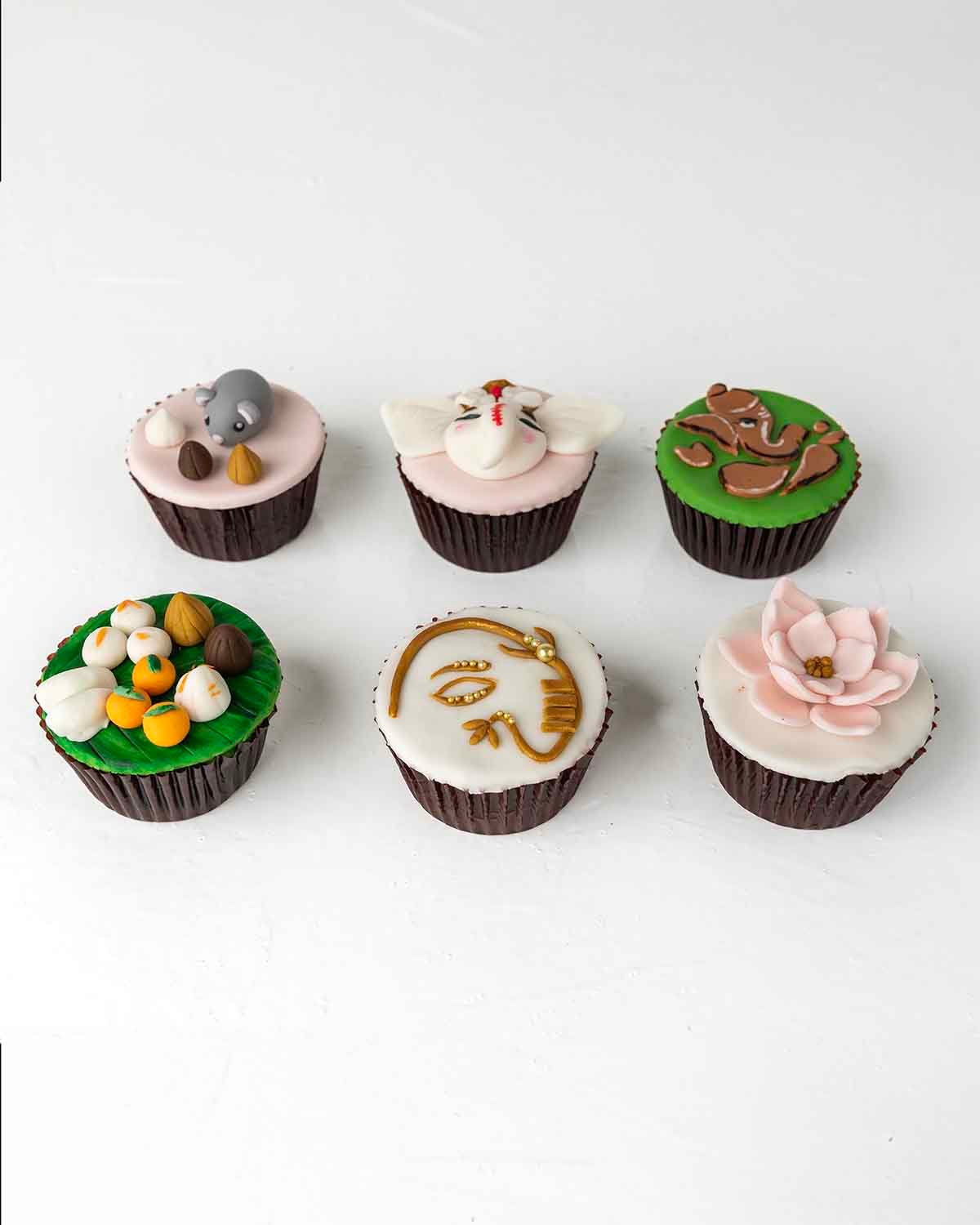 6 Ganesha Theme Cupcakes by NJD