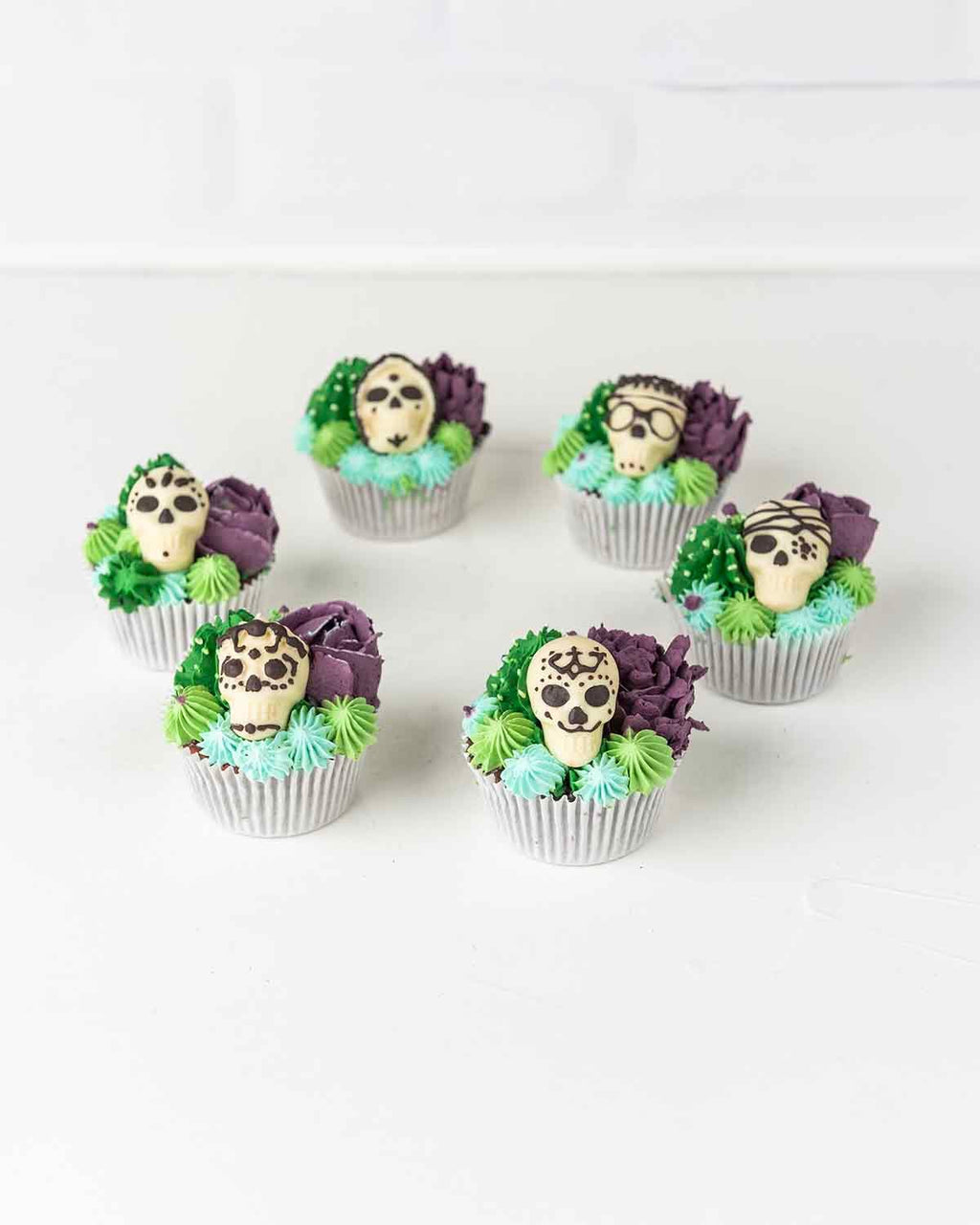 succulent and skeleton Cupcakes