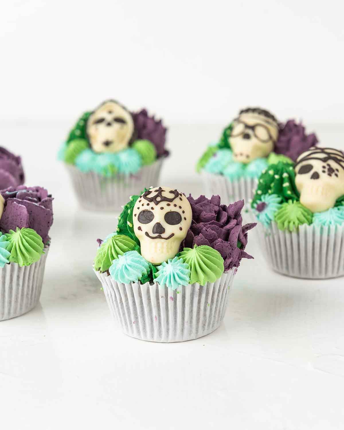 succulent and skeleton Cupcakes