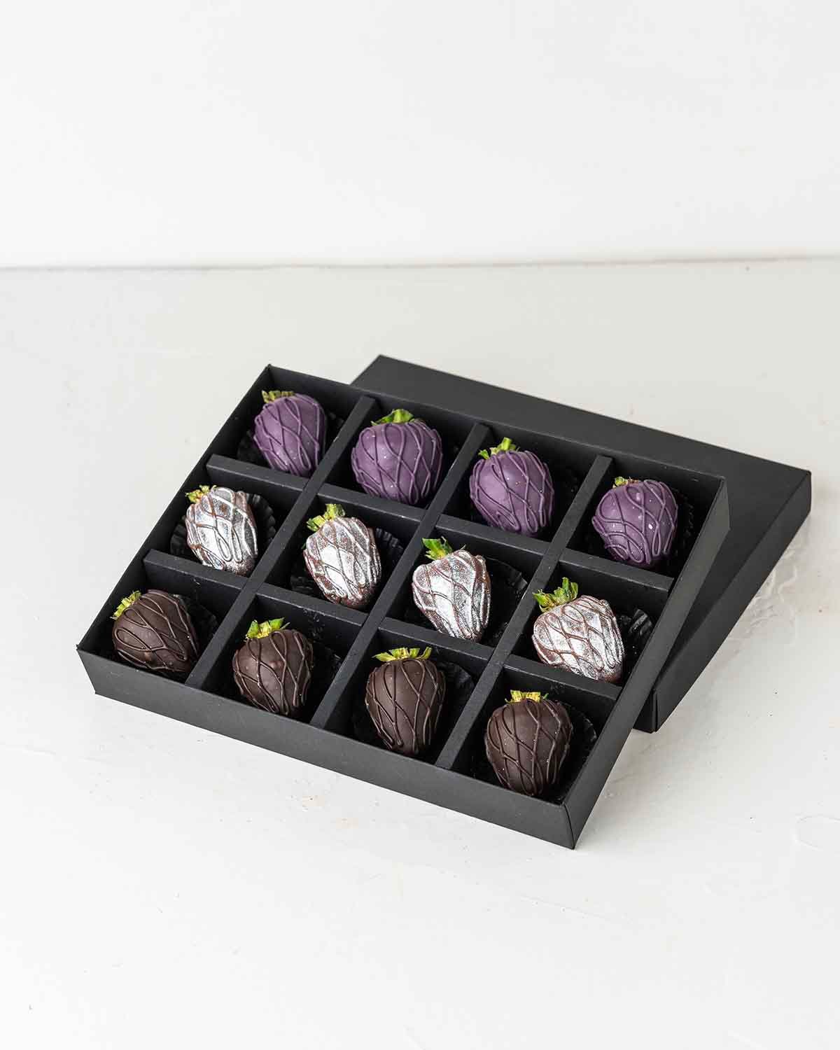 Halloween Purple and Silver Strawberries
