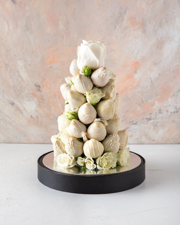 White Chocolate Strawberry Tower