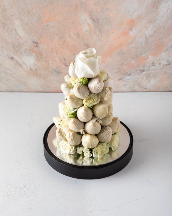 White Chocolate Strawberry Tower