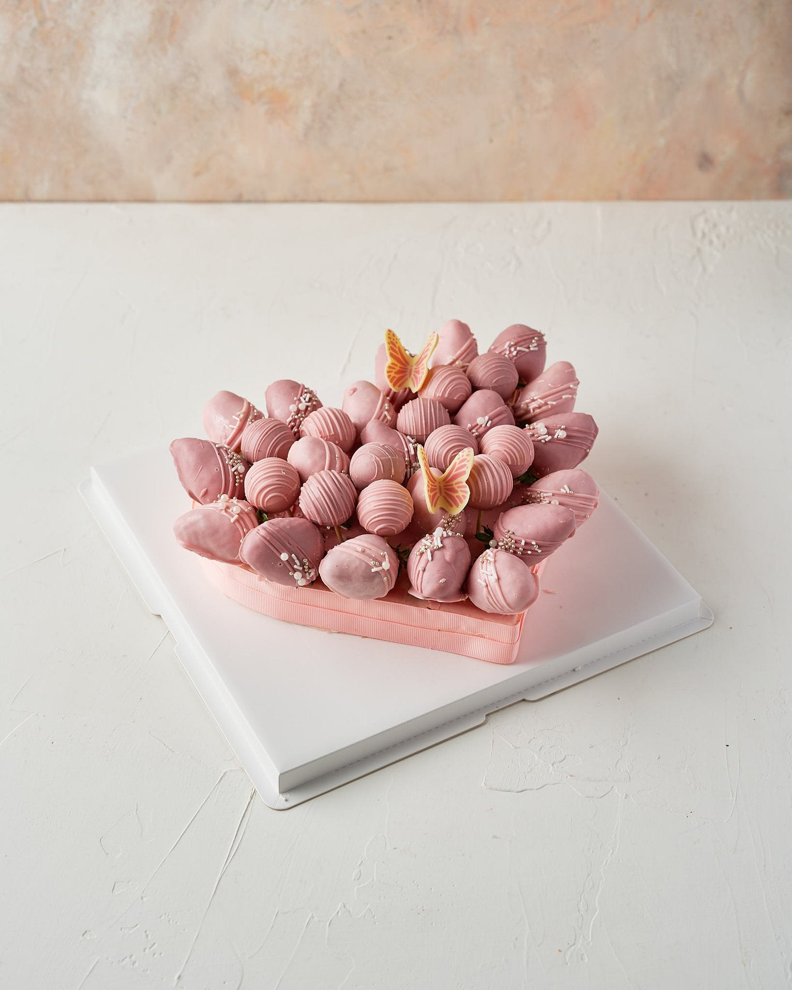 Pink and Purple Chocolate Strawberries Arrangement by NJD