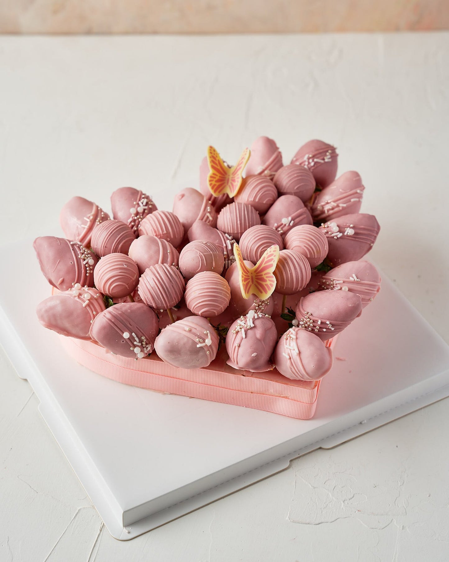 Pink and Purple Chocolate Strawberries Arrangement by NJD