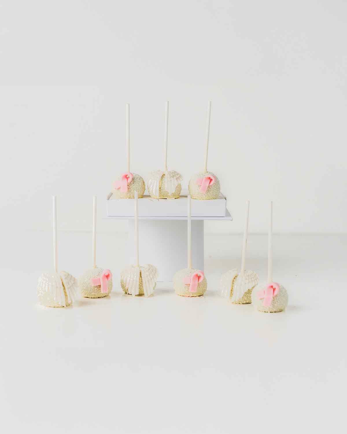 Bow and Wings White Chocolate Cake pops
