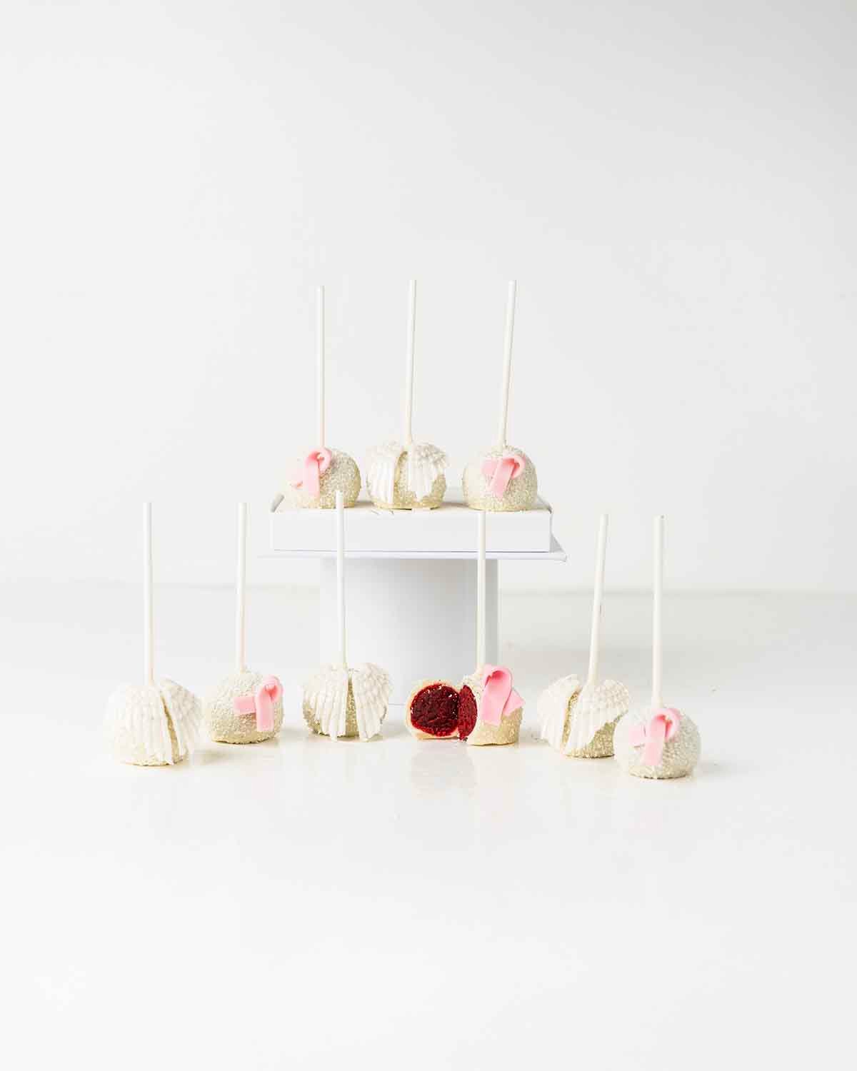 Bow and Wings White Chocolate Cake pops