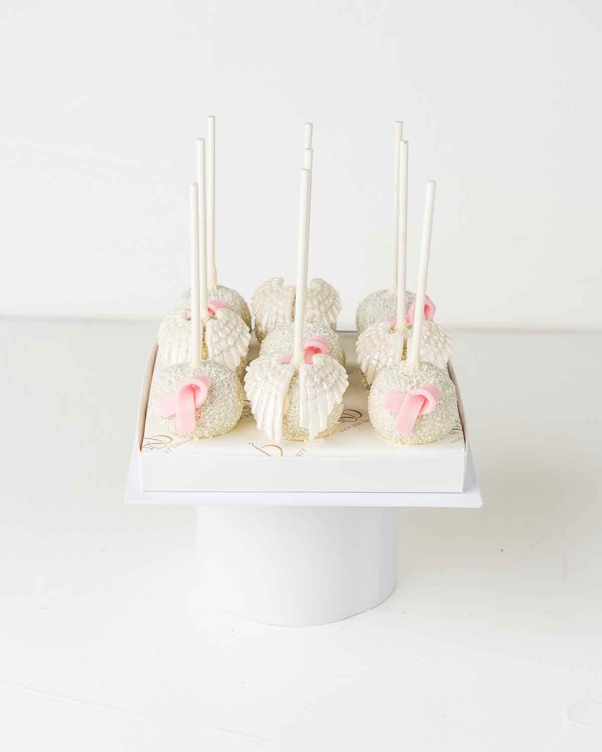 Bow and Wings White Chocolate Cake pops